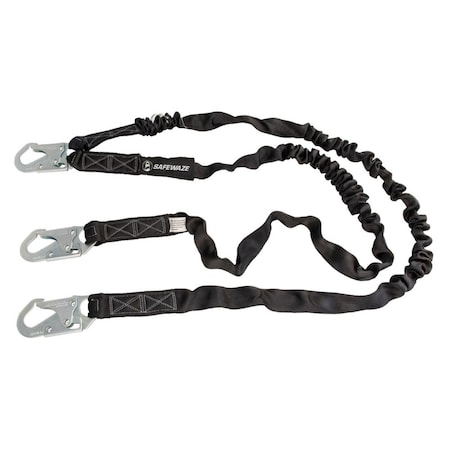 Safewaze Energy Absorbing Lanyard, 6 ft. Length, Snap Hook, Steel, 2 Leg(s) FS88581